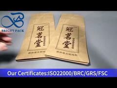 Σφραγισμένη σακούλα οκτώ πλευρών από χαρτί Kraft για λευκό τσάι