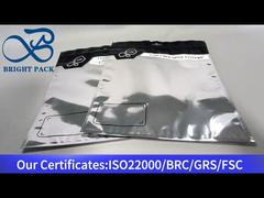 Ασημένια σφραγισμένη τσάντα τριών πλευρών με διάφανο παράθυρο