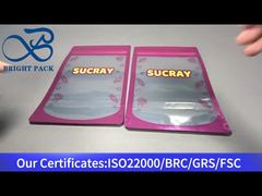 ροζ σακούλα με φερμουάρ όρθιας θέσης από αλουμινόχαρτο με διαφανές παράθυρο