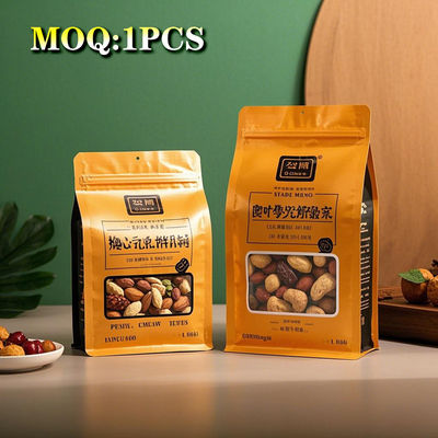 Προσαρμοσμένο 2.5kg Οκτώ πλευρές Σφραγισμένα καρύδια Τροφίμων συσκευασία Zipper τσάντα Αλουμινίου επιχρισμένο επίπεδο κάτω Zipper σακούλα Για συσκευασία σνακ τροφίμων