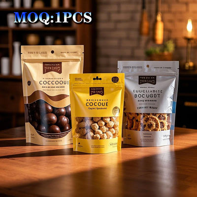 Προσαρμοσμένο Τυπωμένο Ευέλικτο Πλαστικό Αδιάβροχο Zip Lock Stand Up Pouch Gummy Packaging Mylar Bag με παράθυρο