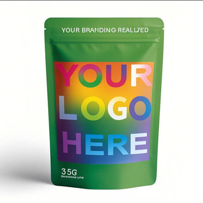 Χονδρικό Τυποποιημένο Τυποποιημένο Mylar Αδιάβροχο 3.5g 7g 14g 28g Τροφή Stand Up Pouch Zipper Plastic Laser Tereo 3.5g Τσέπες με παράθυρο