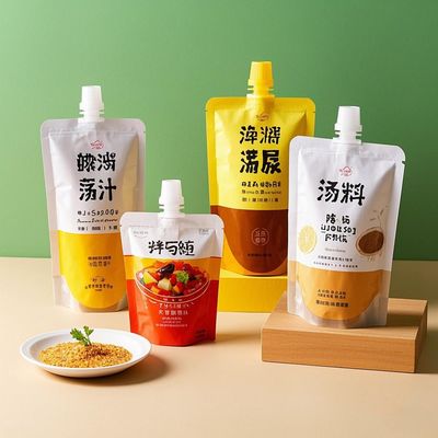 Προσαρμοσμένες πλαστικές τσάντες με σφουγγάρο Τσάντα συσκευασίας τροφίμων πλαστική πλάκα αλουμινίου Mylar τσάντα Stand up τσάντα Doypack για χυμό γάλακτος