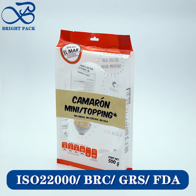 Τυποποιημένη τσάντα συσκευασίας κατεψυγμένων θαλασσινών με διαφανές παράθυρο και υλικά σύνθετα.