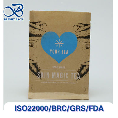 Ανακυκλώσιμες και Κομποστοποιήσιμες Οκτάπλευρες Σφραγισμένες Χάρτινες Συσκευασίες Kraft για Συσκευασία Τσαγιού με Προσαρμόσιμη Εκτύπωση και Μεγέθη.