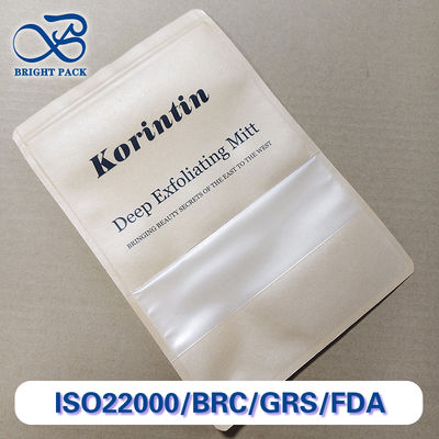 Κράφτ χαρτί σακούλα παράθυρο πολυστρωτή σύνθετη συσκευασία τροφή / καφέ / ξηρούς καρπούς πιστοποιημένο από την FDA / SGS εξατομικευμένα μεγέθη & εκτύπωση φιλικό προς το περιβάλλον ανθεκτικό