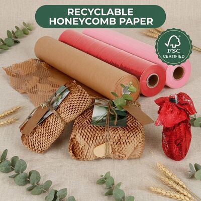 50cm & 30cm Περιβαλλοντικά φιλικό ανακυκλώσιμο Kraft Honeycomb Paper Roll Τυποποιημένο χαρτί περιτύλιξης